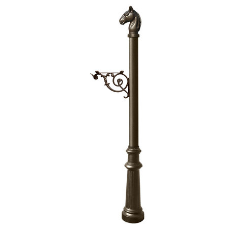QUALARC Post w/support bracket, decorative fluted base and horsehead finial LPST-801-BZ
